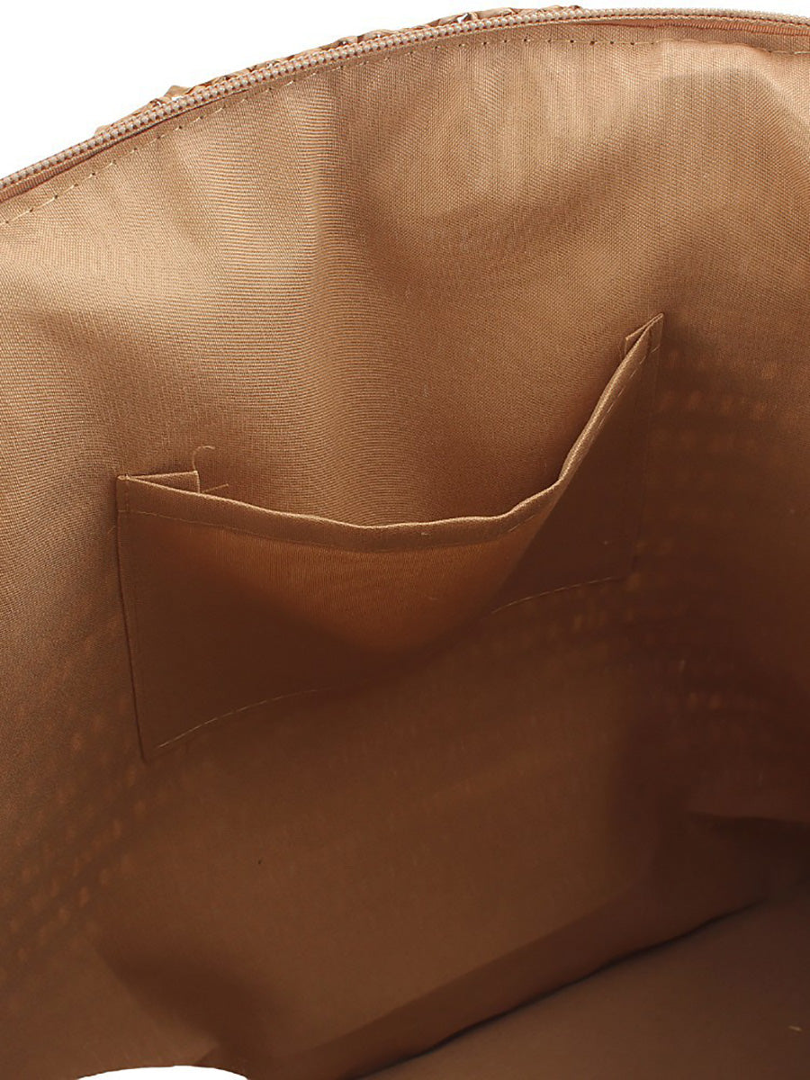 Women Summer Pure Color Straw Weave Shoulder Bag