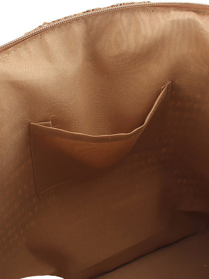Women Summer Pure Color Straw Weave Shoulder Bag