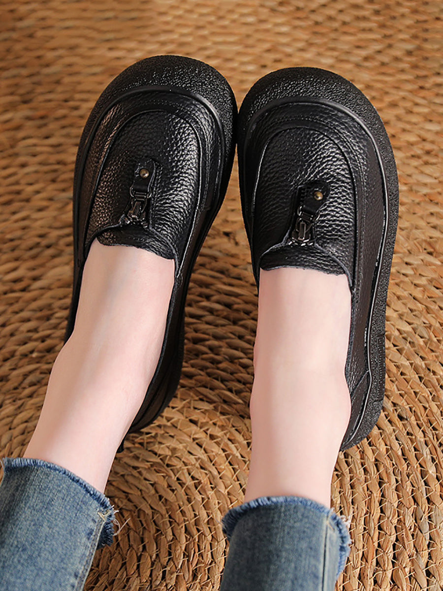 Women Vintage Summer Soft Leather Platform Shoes