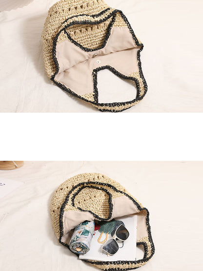 Women Casual Colorblock Weave Bag