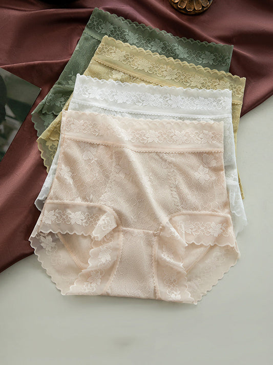 7 Pieces Summer Women Flower Lace High Waist Underwear