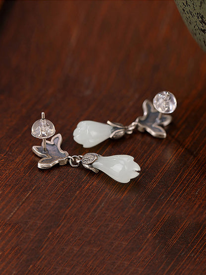 Women Ethnic Jade Magnolia Enamel Flower