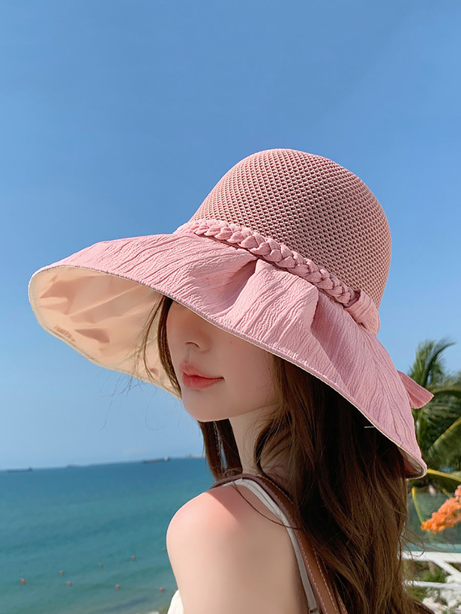 Women Summer Artsy Straw Spliced Sunproof Hat