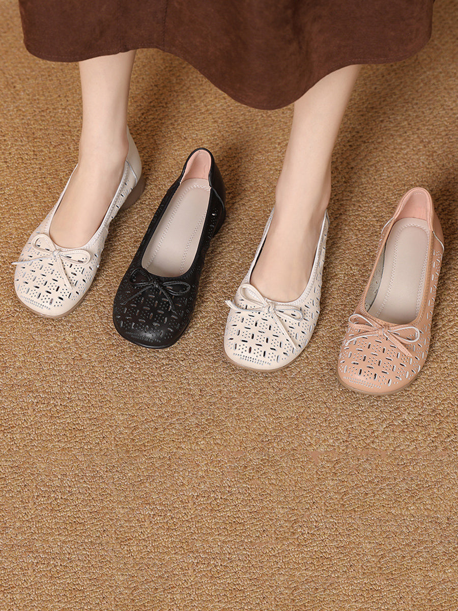 Women Summer Artsy Genuine Leather Low Heel Shoes