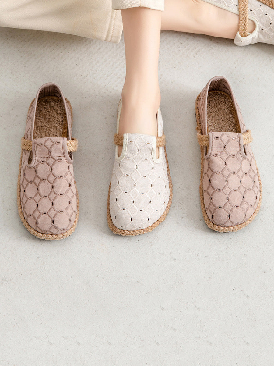 Women Summer Casual Hollow Out Flat Cotton Shoes
