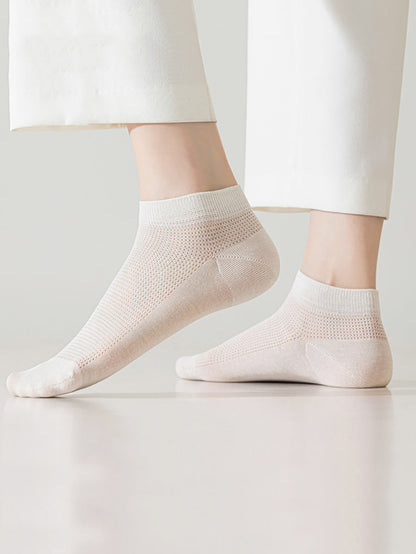 5 Pairs Women Summer Pure Color Short Socks