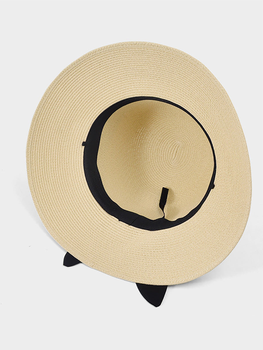 Women Summer Artsy Colorblock Sunproof Straw Hat