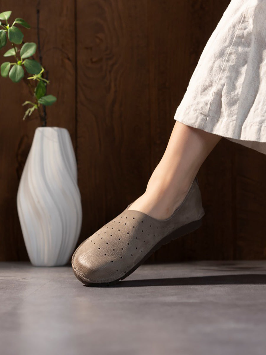 Couple Summer Soft Leather Low Heel Shoes