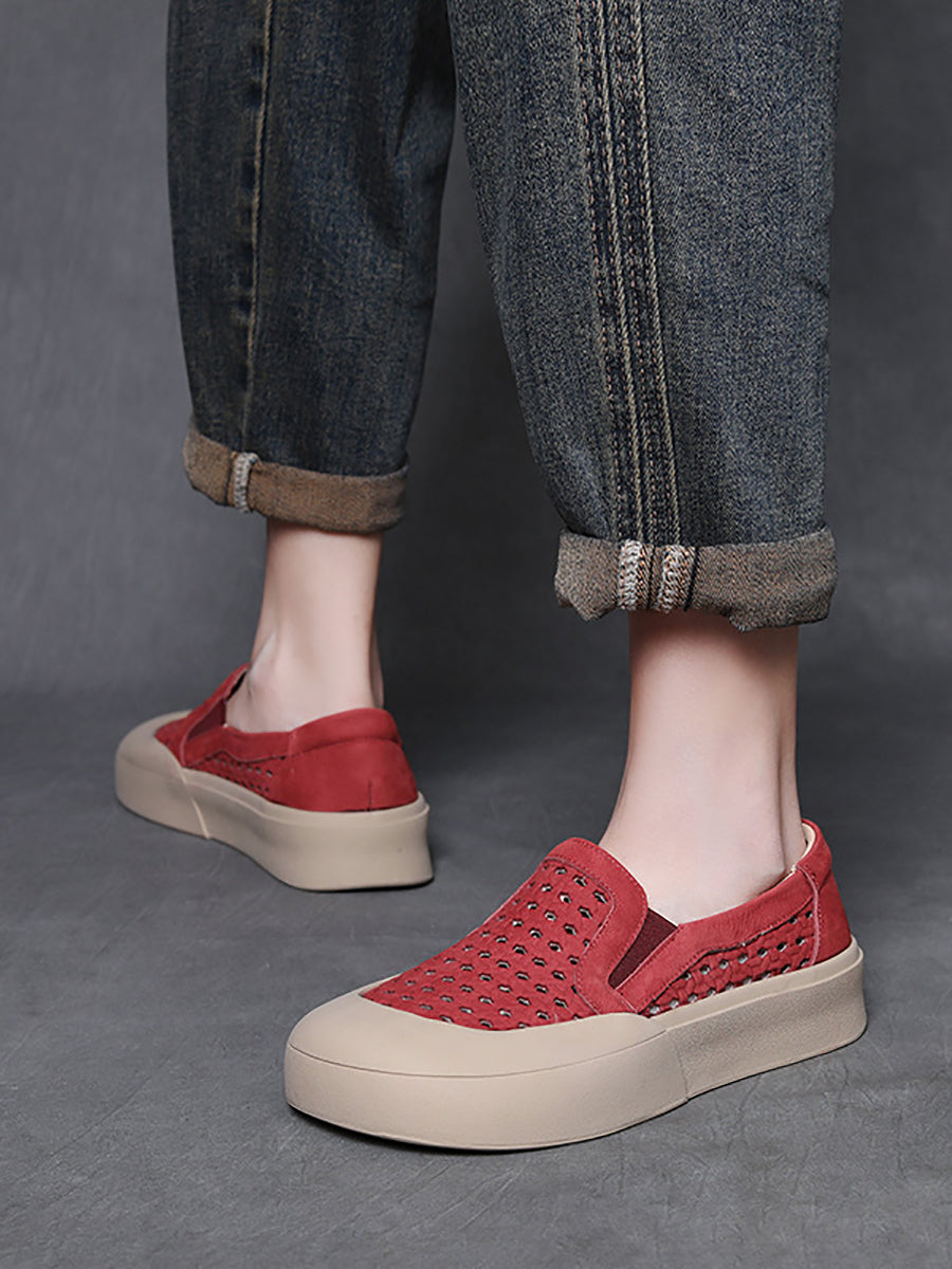 Women Casual Summer Soft Leather Flat Shoes