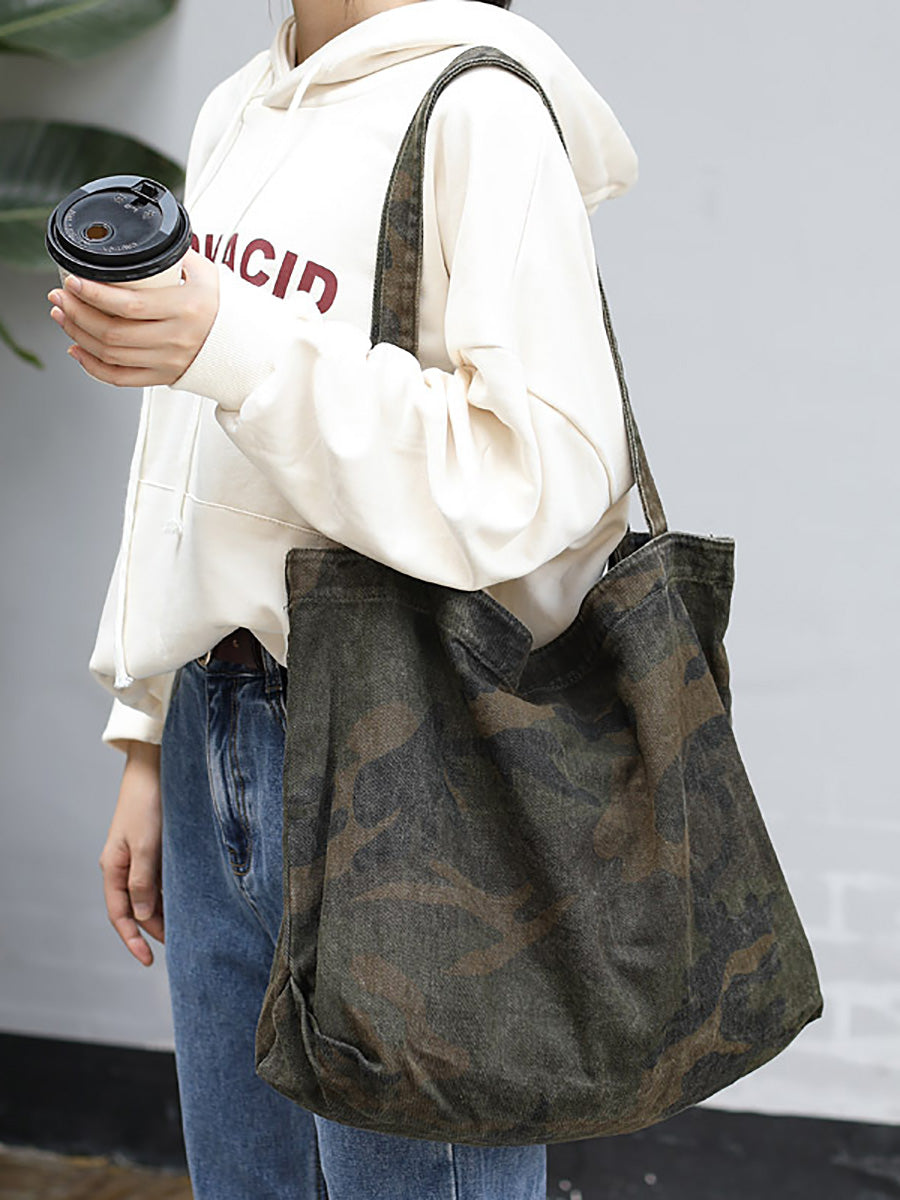 Women Vintage Camouflage Canvas Shoulder Bag