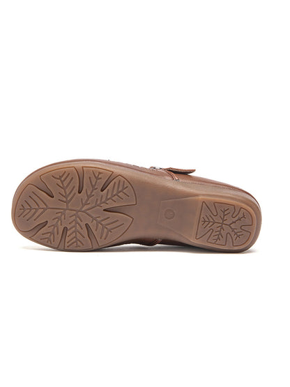 Women Vintage Genuine Leather Low Heel Slippers