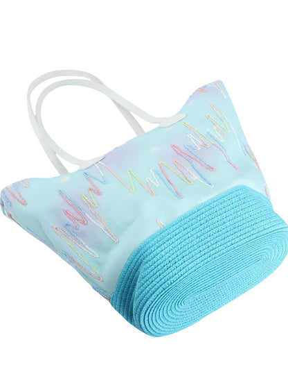 Women Artsy Straw Spliced Large Capacity Bag