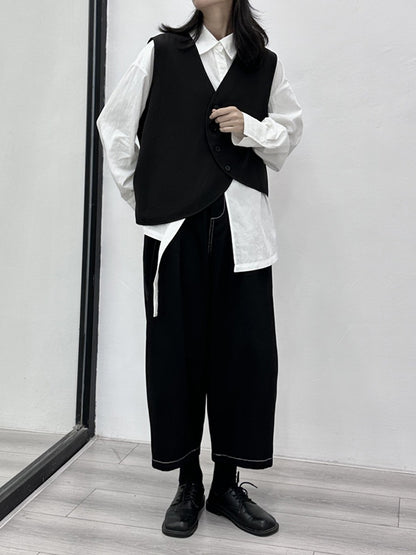 Harem Pants High Waisted Elasticity Pleated Split-Joint Ninth Pants