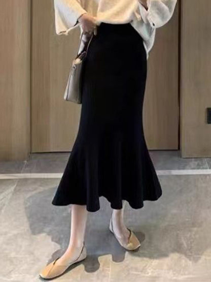 A-Line High Waisted Pleated Solid Color Skirts Bottoms