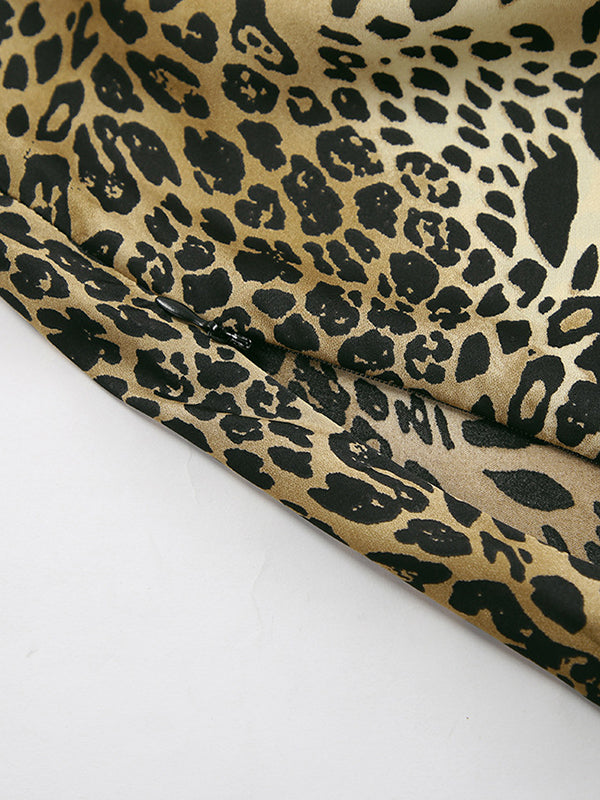 High Waisted Mermaid Leopard Split-Joint Skirts