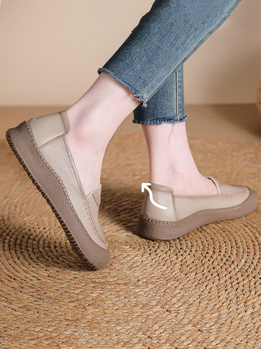 Women Summer Casual Genuine Leather Platform Shoes