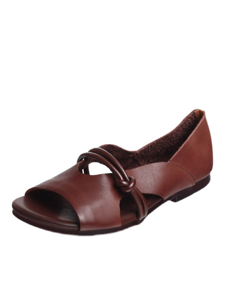 Women Summer Genuine Leather Open Toe Sandals