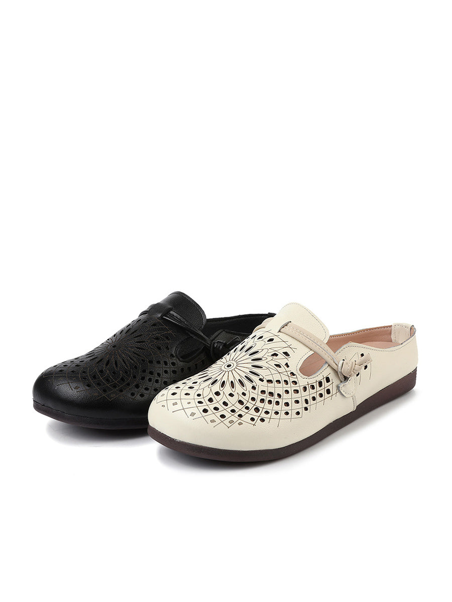 Women Summer Genuine Leather Hollow Out Shoes