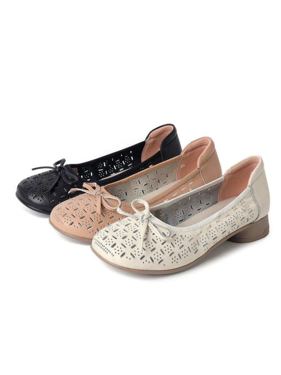 Women Summer Artsy Genuine Leather Low Heel Shoes