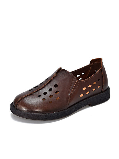 Women Summer Genuine Leather Hollow Out Shoes