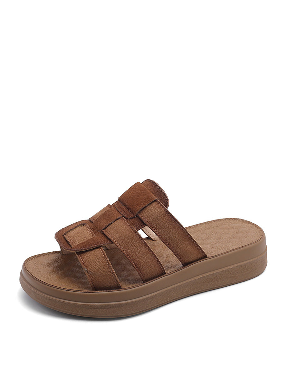 Women Summer Casual Leather Weave Slippers
