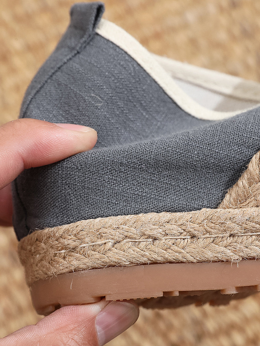 Women Summer Artsy Flower Embroidery Flat Shoes