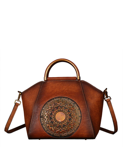 Women Retro Crossbody Embossing Genuine Leather Handbags