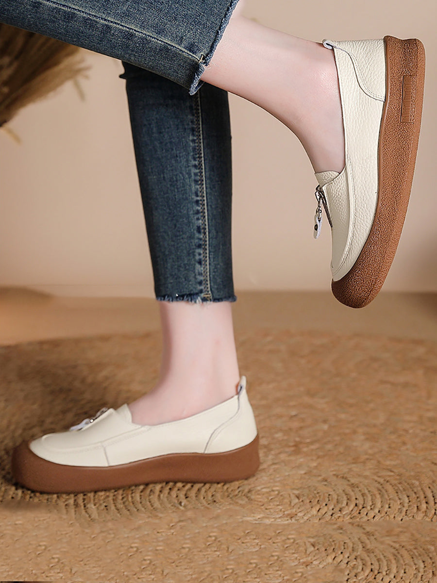 Women Vintage Summer Soft Leather Platform Shoes