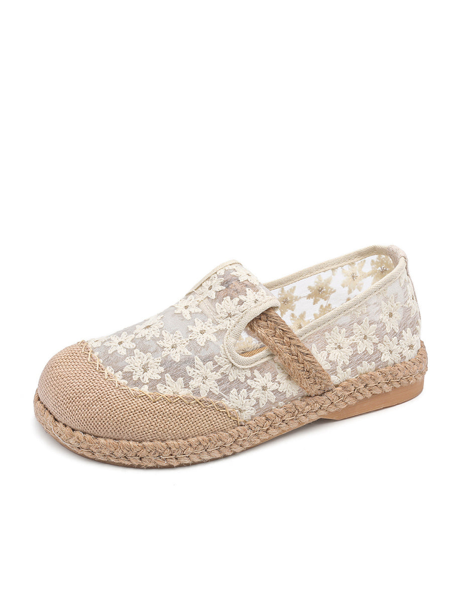 Women Artsy Summer Flower Embroidery Shoes