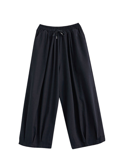 Women Summer Casual Pure Color Cotton Harem Pants