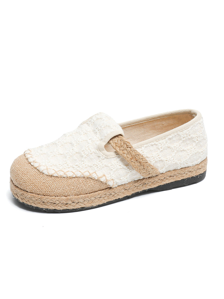 Women Artsy Canvas Linen Spliced Flat Shoes