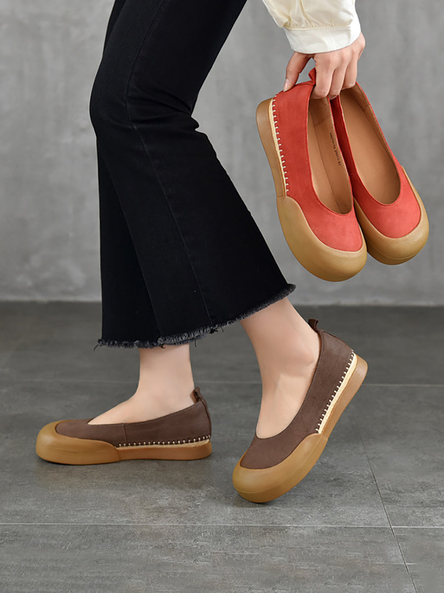 Women Casual Genuine Leather Flat Shoes