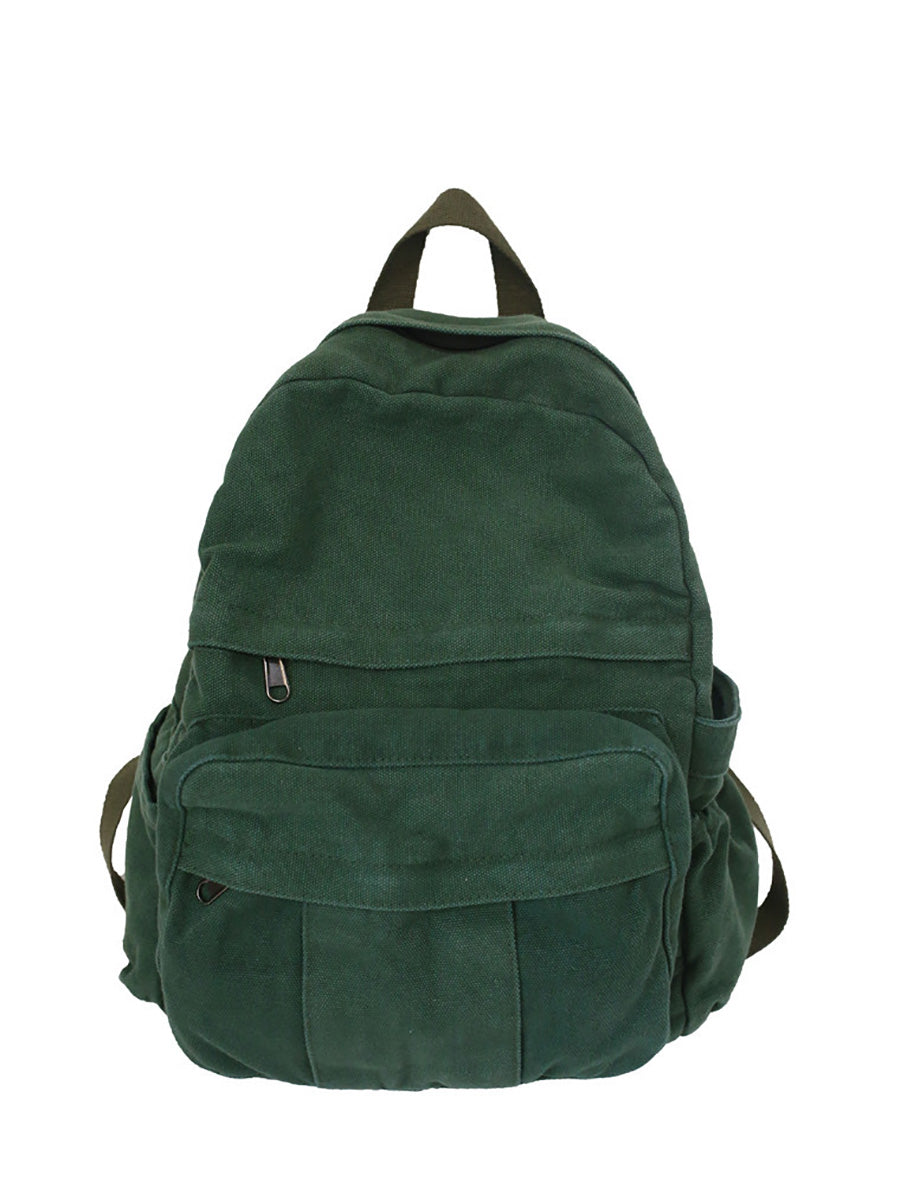 Women Casual Pure Color Canvas Backpack