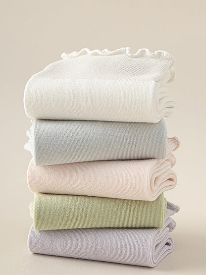 5 Pairs Women Summer Pure Color Cotton Socks