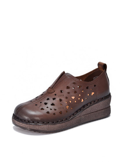 Women Summer Hollow Out Leather Platform Shoes