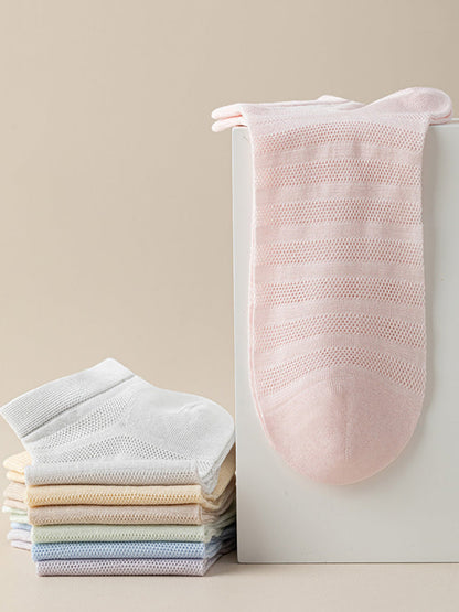 Women Casual Summer Stripe Thin Stripe Short Socks