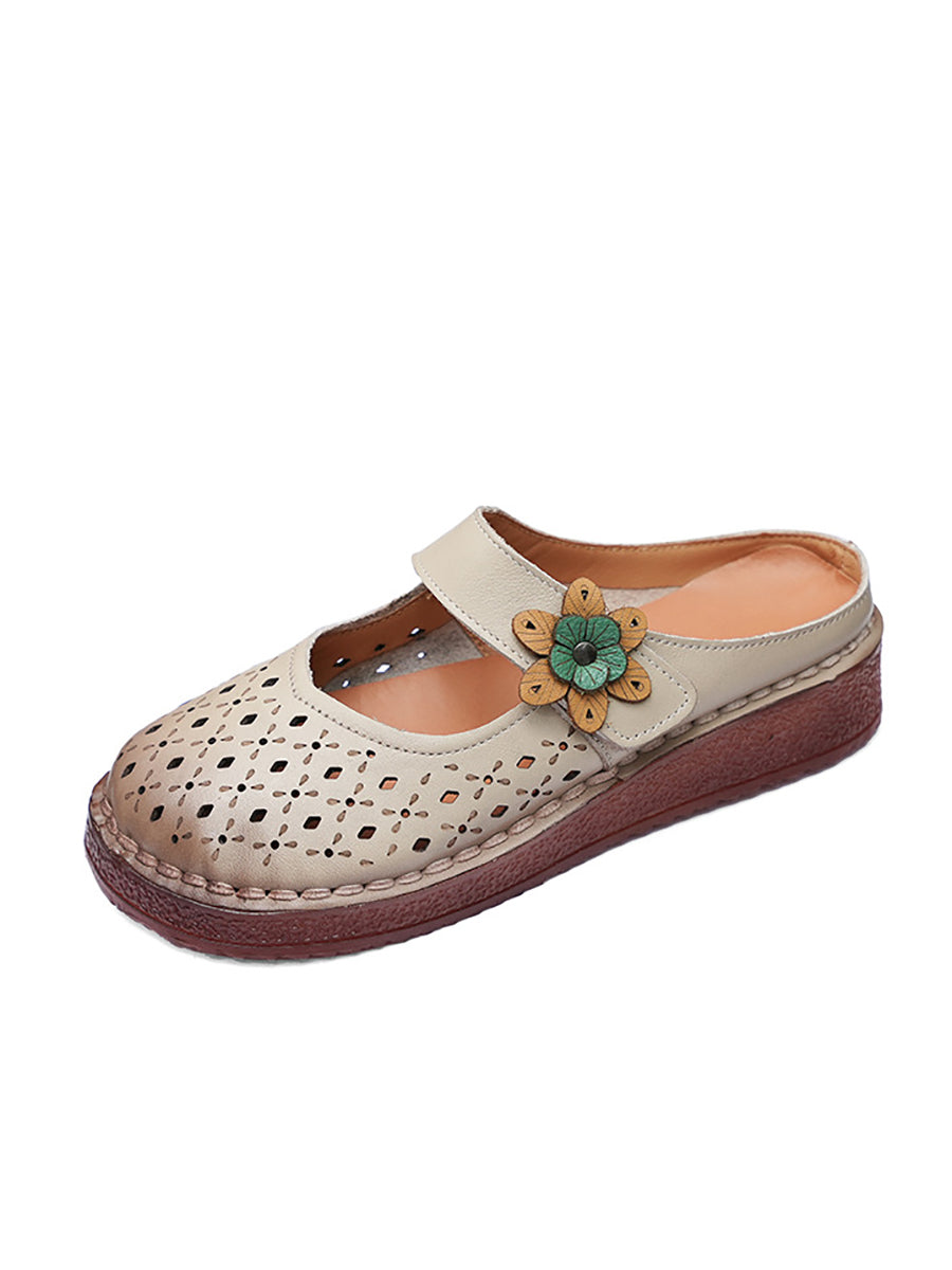 Women Summer Vintage Genuine Leather Sandals