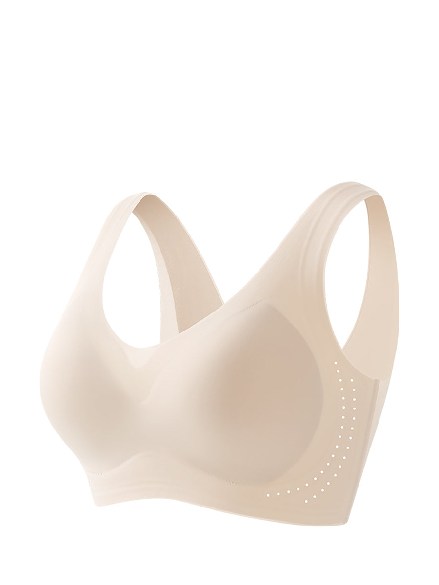 Women Summer Casual Pure Color Satin Seamless Bra