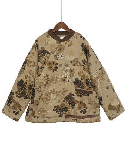 Women Vintage Floral Cotton Winter Padded Coat