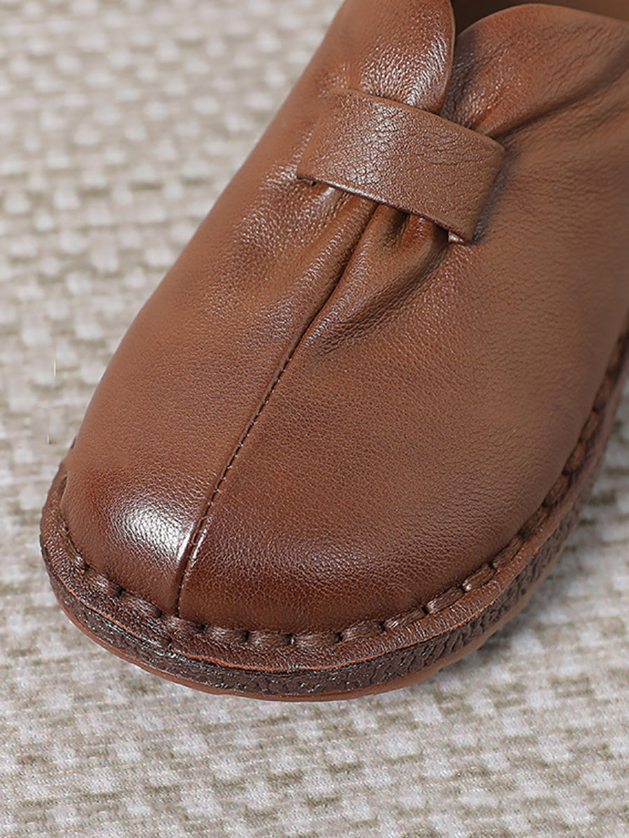 Women Casual Summer Genuine Leather Flat Shoes