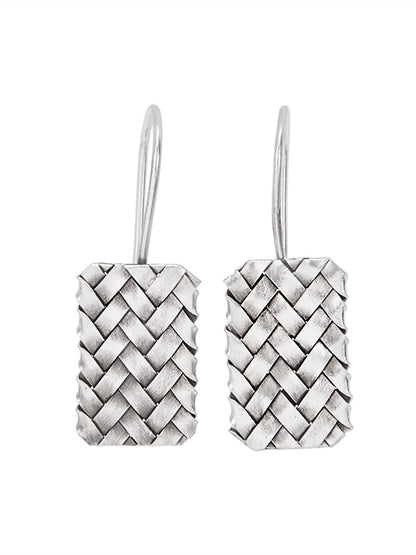 Women Vintage S925Silver Knitted Ethnic Earrings
