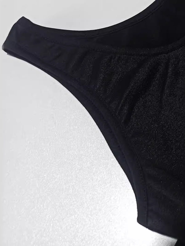 A-Line Loose Asymmetric Solid Color U-Neck Midi Dresses