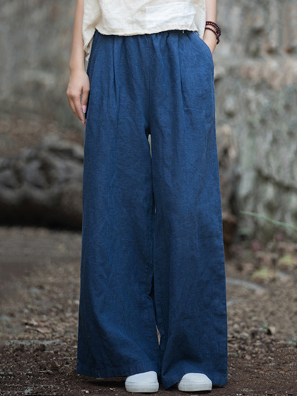 Wide Leg Elasticity Solid Color Pants Trousers