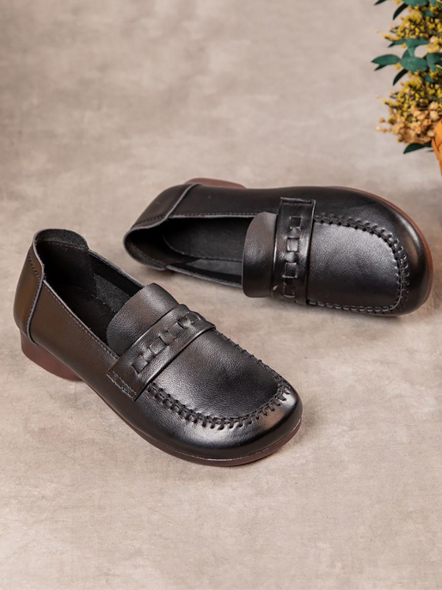 Women Vintage Genuine Leather Low Heel Shoes