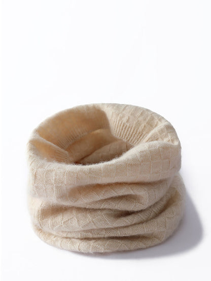 Women Casual Solid Plaid Cashmere Knit Neckerchief