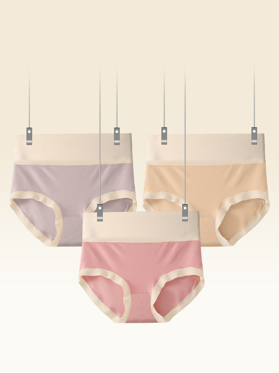 6 Pieces Summer Women Colorblock High Waist Underwear