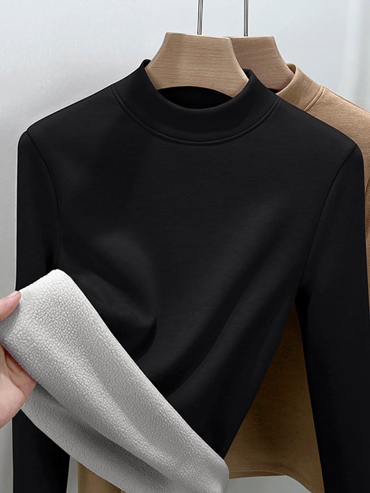Women Autumn Casual Warm Half-Turtleneck Base Blouse