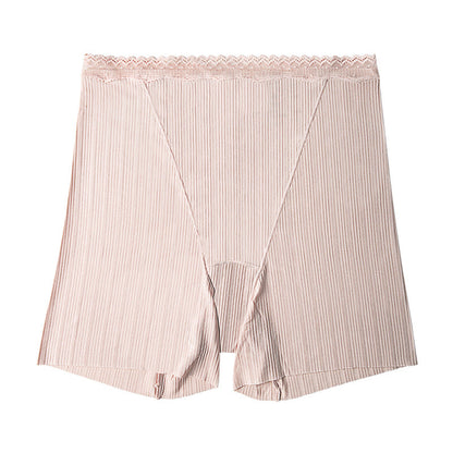 Women Pure Color Lace Waist Safety Bottom Pants