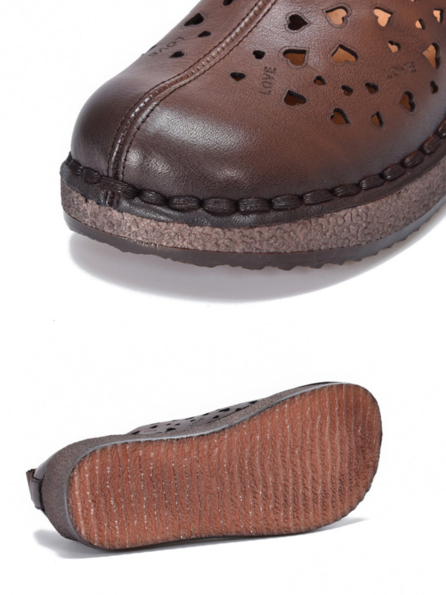 Women Summer Hollow Out Leather Platform Shoes