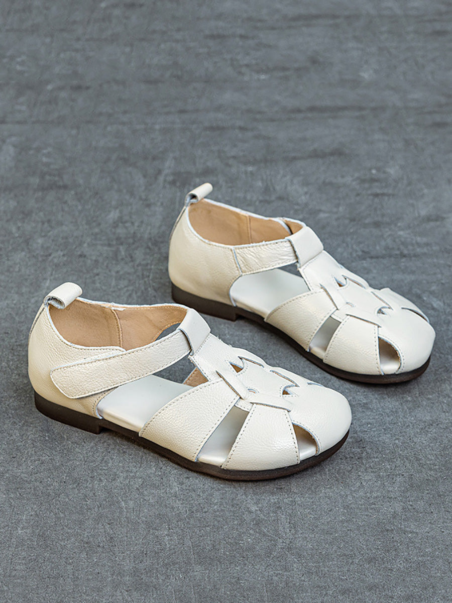 Women Summer Soft Leather Spliced Sandals